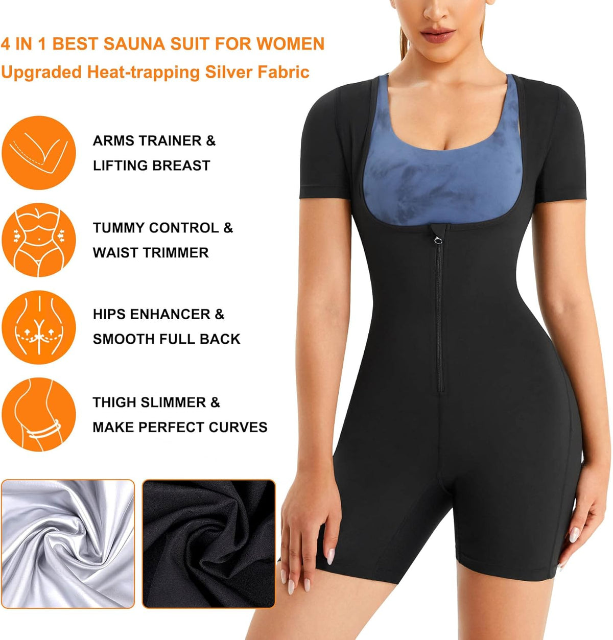 URSEXYLY Sauna Suit for Women Sweat Vest Waist Trainer 3 in 1 Slimming Full Body Shaper Workout Top