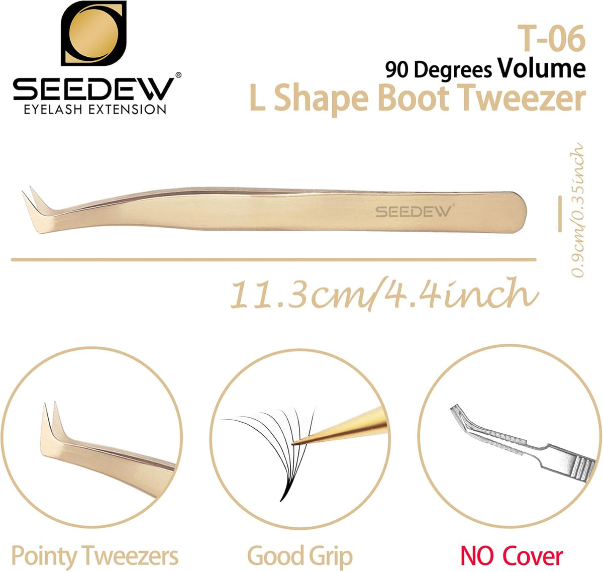 Tweezer Eyelash Extensions 1 PCS Stainless Steel 90 Degree Pointy Boot L Shape Tweezer Isolation