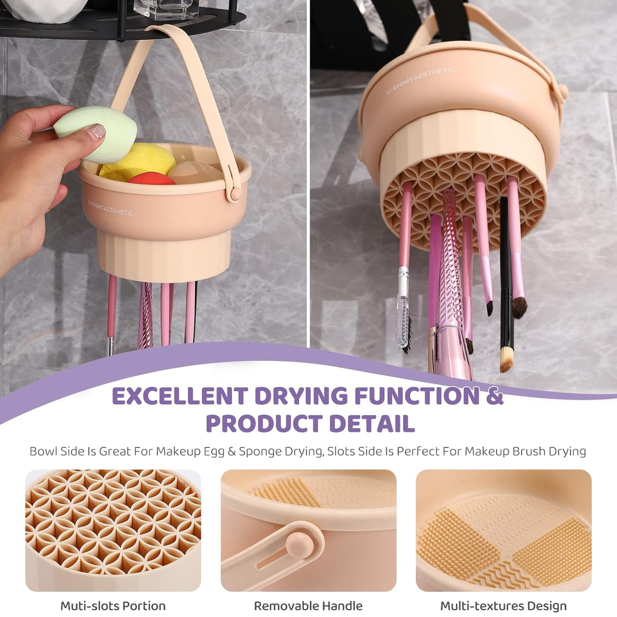 2 Pack Makeup Brush Cleaner Mat 3 in 1 Silicone Makeup Brush Cleaner Makeup Brush Cleaning Bowl