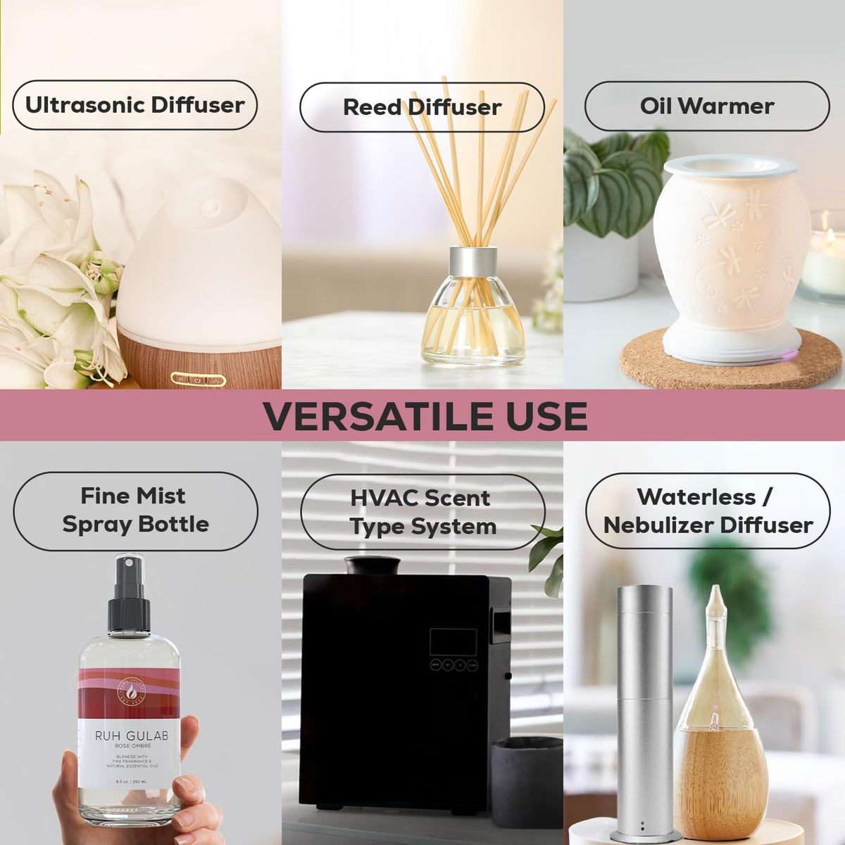 Aroma Country Ruh Gulab Diffuser Oil - Luxury Essential Oils for Diffuser Refill & Air Freshener