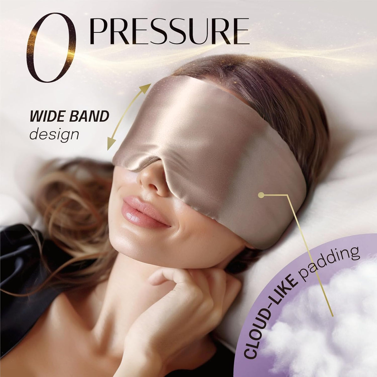 Silk Sleep Mask Soft Pressureless: 100% Mulberry Silk for Eye Skin Anti Wrinkles, Large Size for