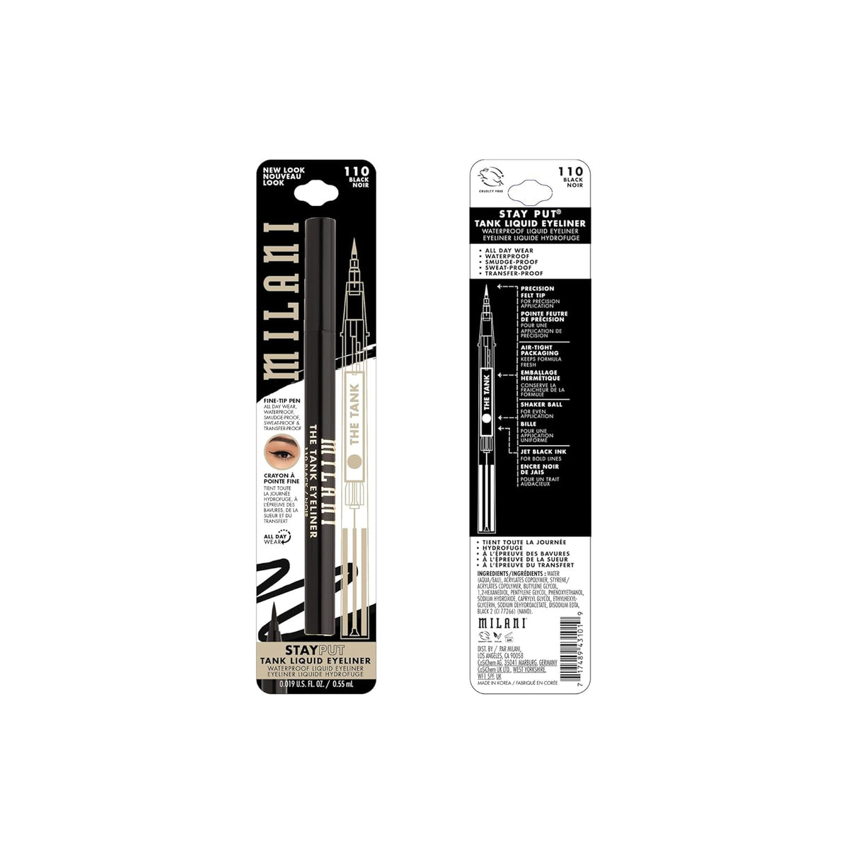 Milani The Tank Liquid Eyeliner - No-Skip, Waterproof, Long Lasting, Smudgeproof, Black