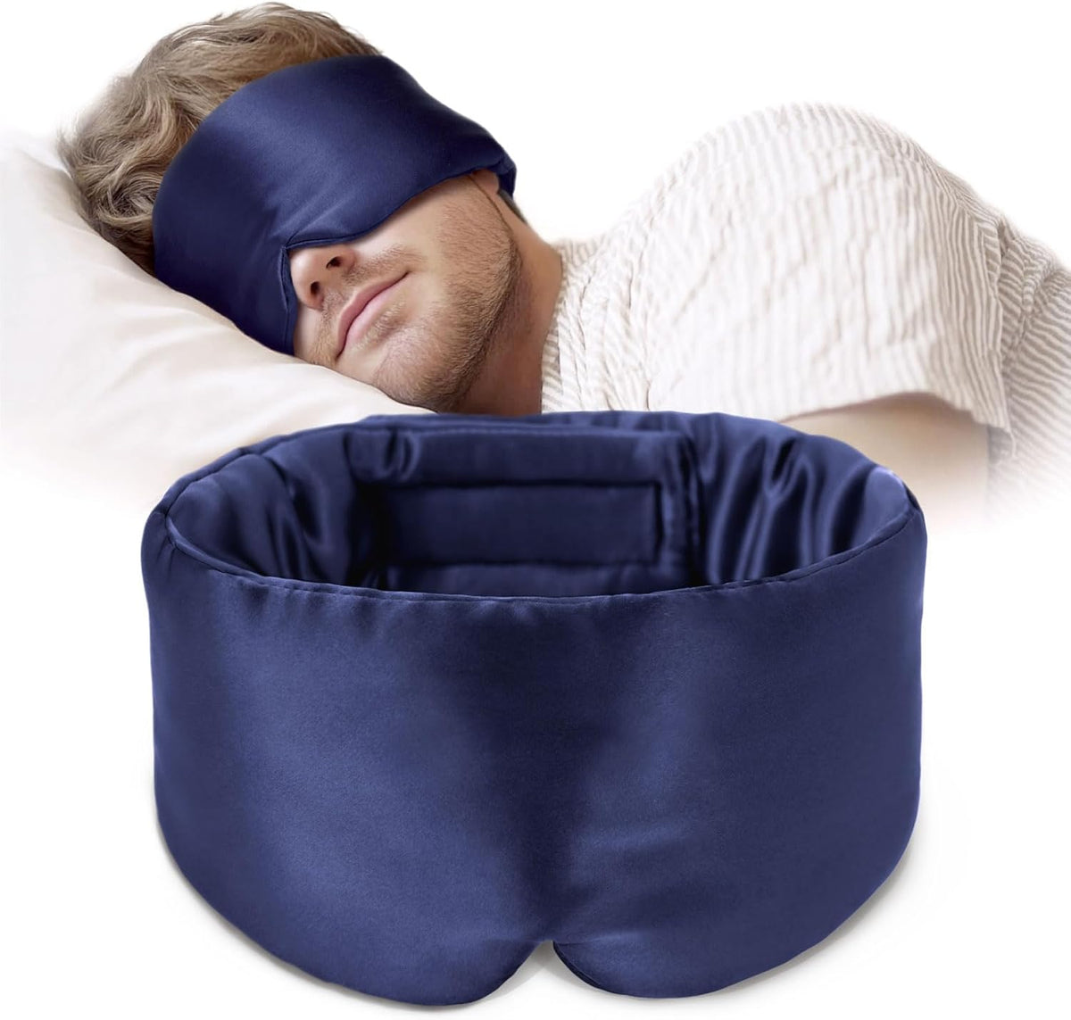 Silk Sleep Mask Soft Pressureless: 100% Mulberry Silk for Eye Skin Anti Wrinkles, Large Size for