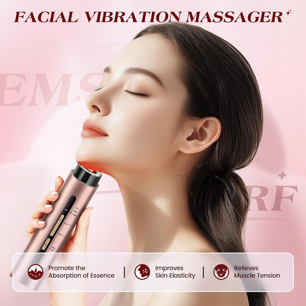 Microcurrent Facial Device, 3 Modes Red Light Therapy for Face and Neck, Skin Care Facial Massager