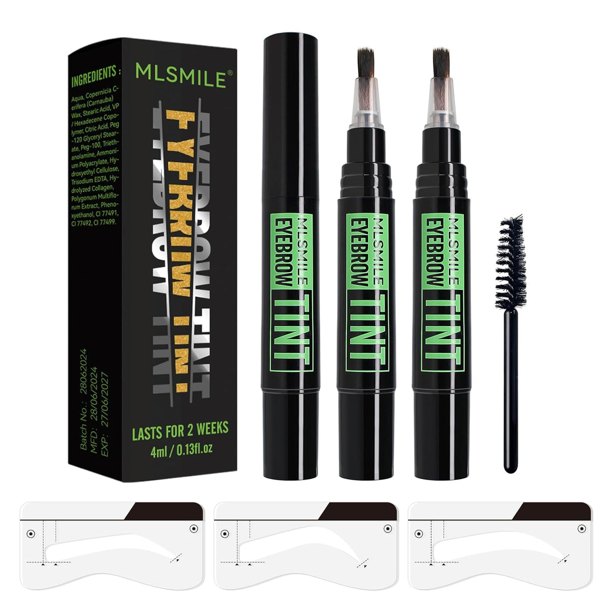 2PCS Temporary Eyebrow Tint Set, Grey Black Tattoo Eyebrow Gel, Natural Color Eye-Brow Gel