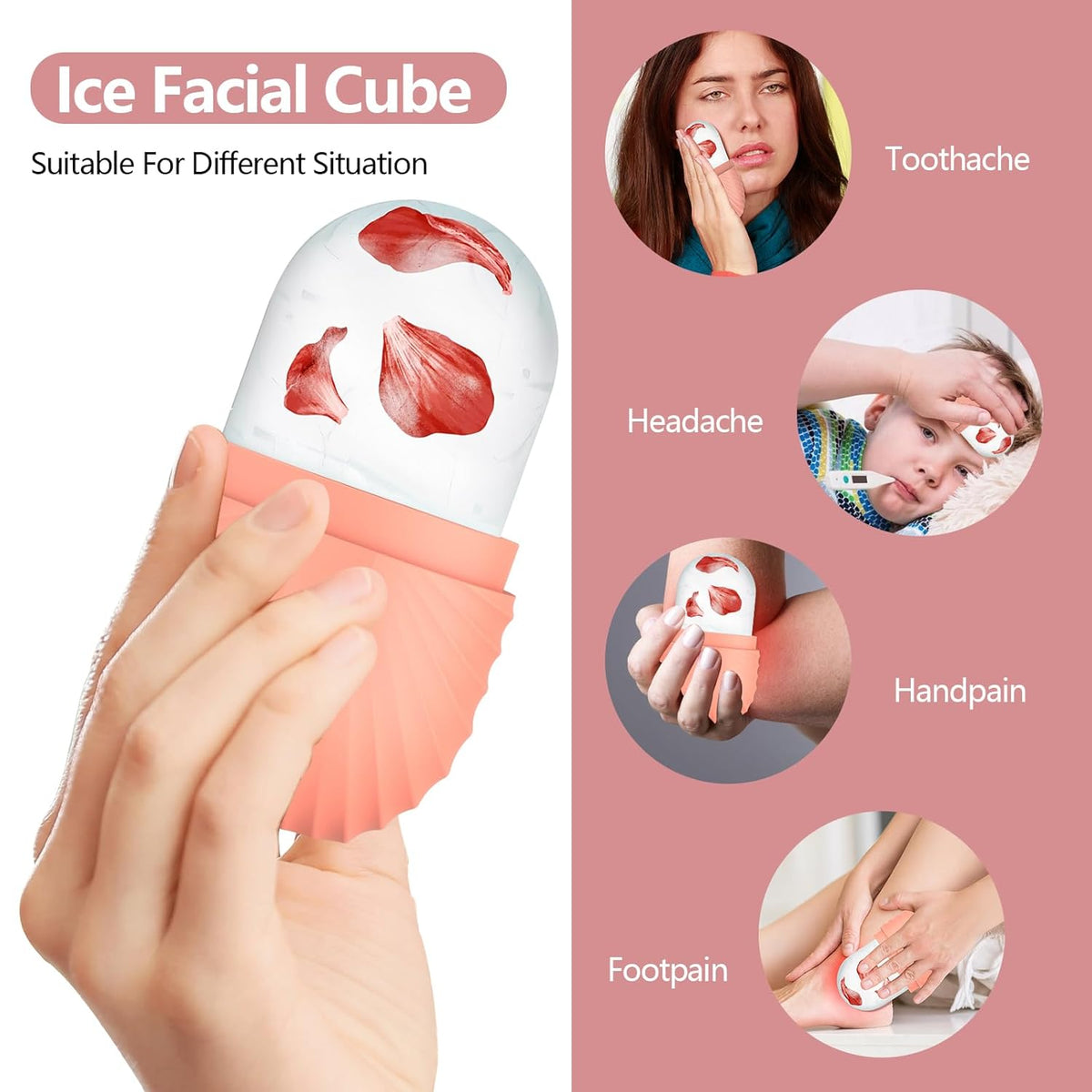 Ice Roller for Face and Eye, Silicone Ice Facial Roller Ice Holder, Face Ice Mold Skin Care, Face