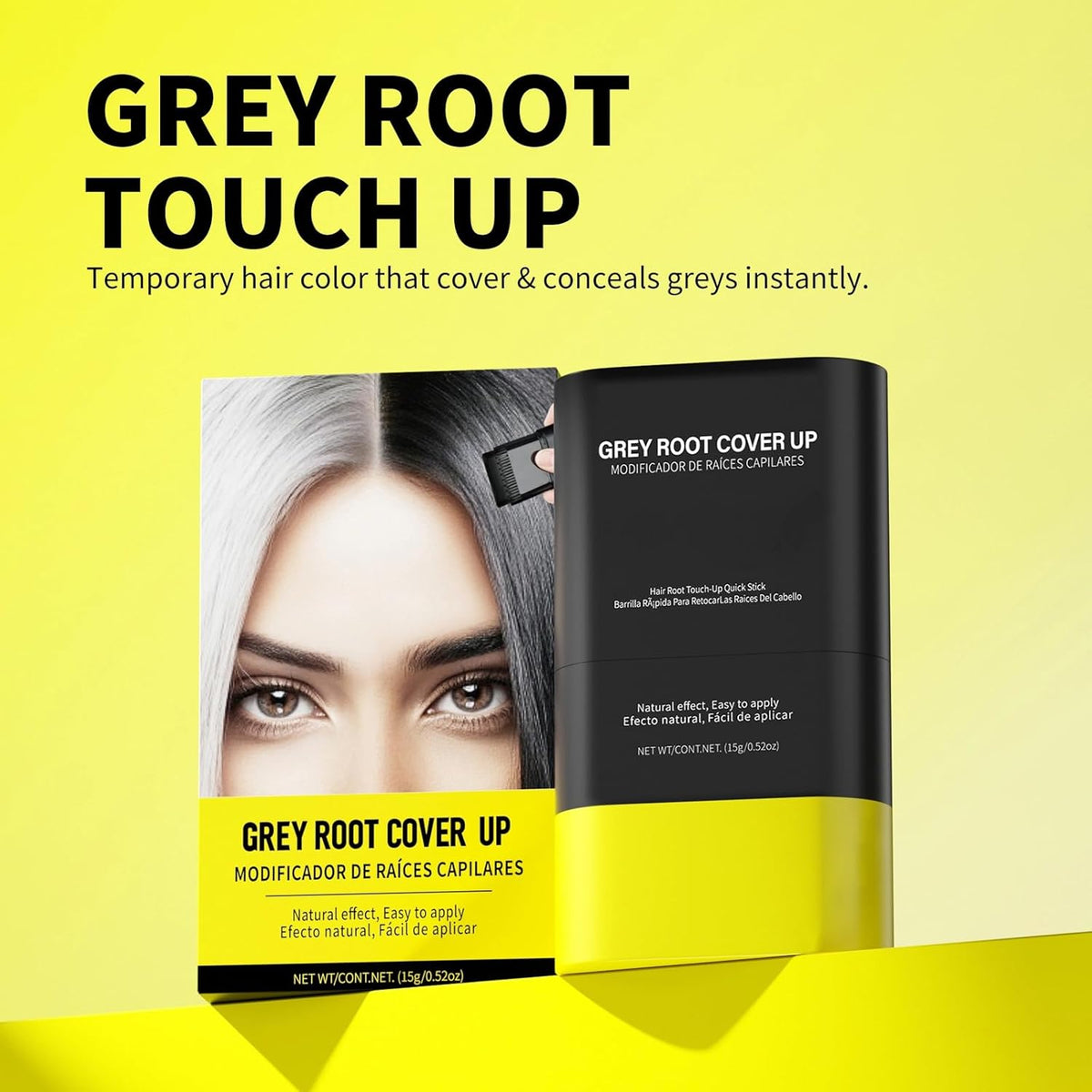 Gowwim Hair Dye Comb, Instant Portable Gray Hair Cover up Hair Dye Stick 2-in-1 Hair Color Stick