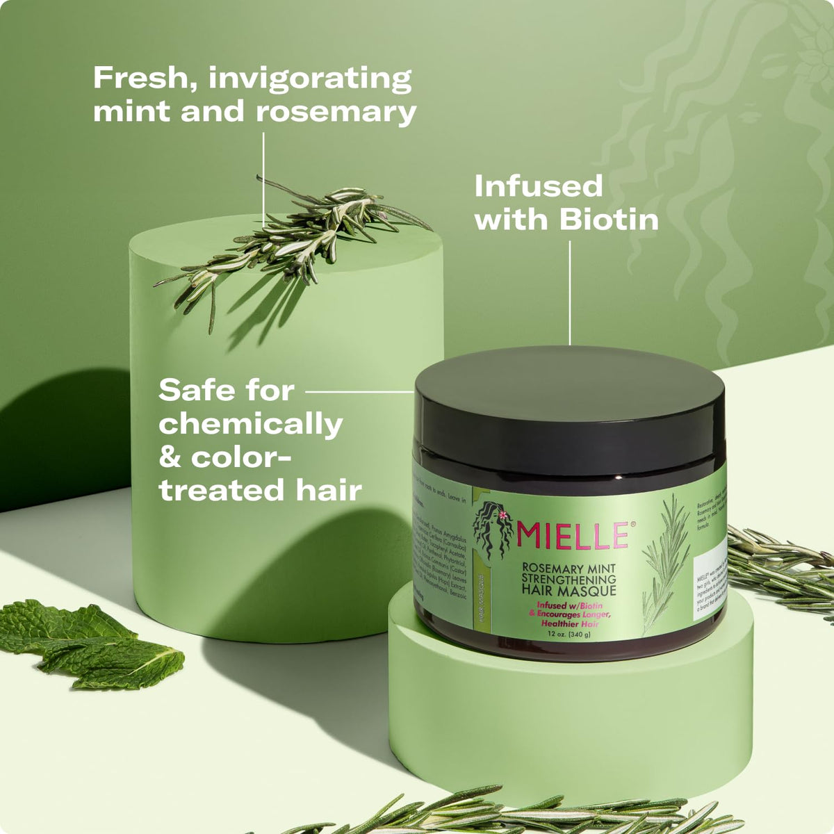 Mielle Organics Rosemary Mint Strengthening Hair Mask for Damaged Hair - Deep Conditioning
