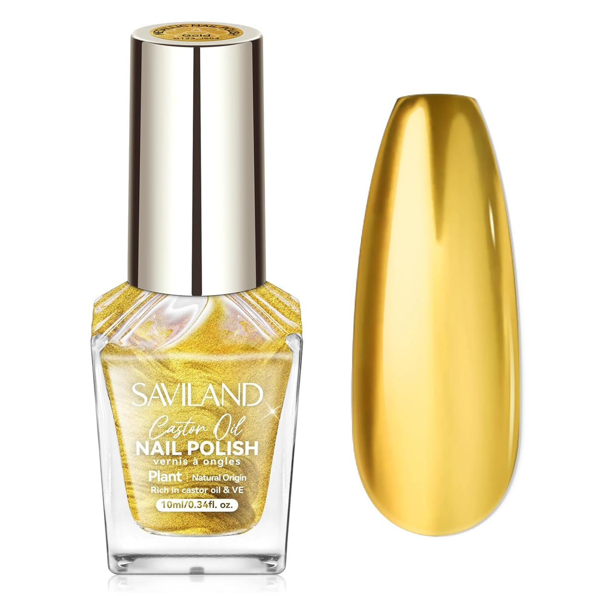 SAVILAND Gold Metallic Nail Polish: Chrome Nail Polish Air Quick Dry Nail Art Polish Bright and