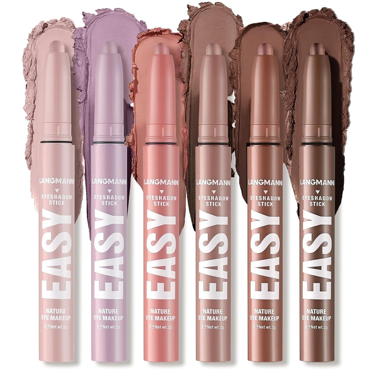 LANGMANNI Eyeshadow Stick, 6 PCS Waterproof Multi-Color Eyeshadow Pen Set, Creamy Long-Lasting Eye