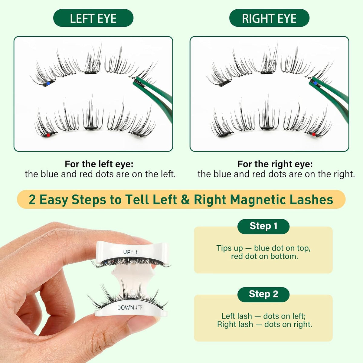 KEYYOU Reusable Magnetic Eyelashes 2 Pair with Applicator No Glue Needed 3D Natural Magnetic