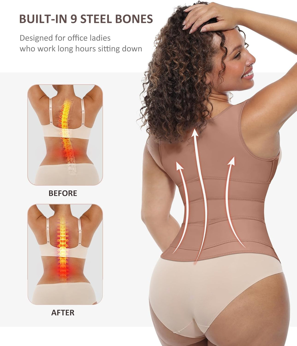FeelinGirl Waist Trainer for Women Latex Waist Trainers Vest Plus Size Waist Cincher Corset 3 Belts