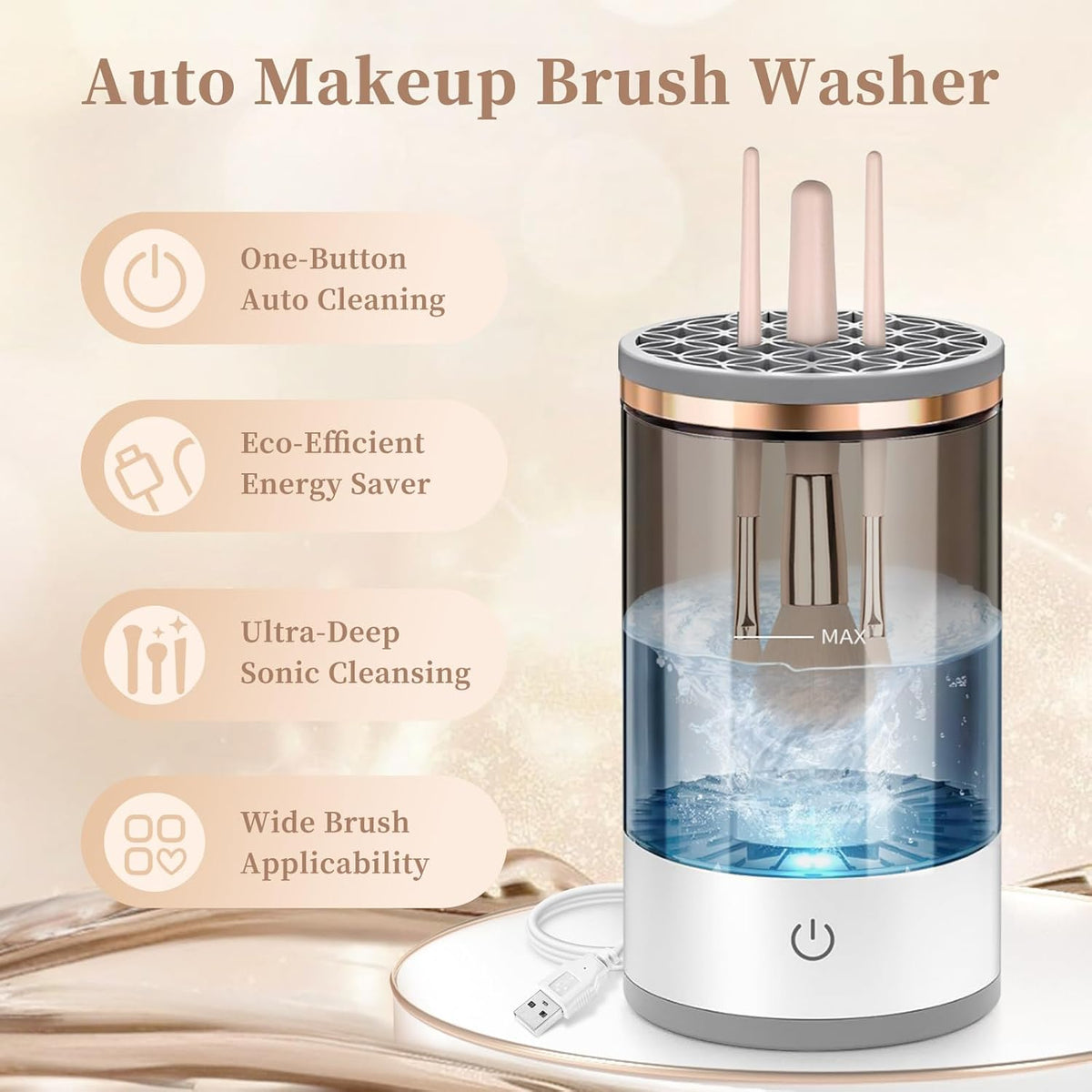 Electric Makeup Brush Cleaner, Quick Efficient Machine for Deep Cleaning All Types of Brushes