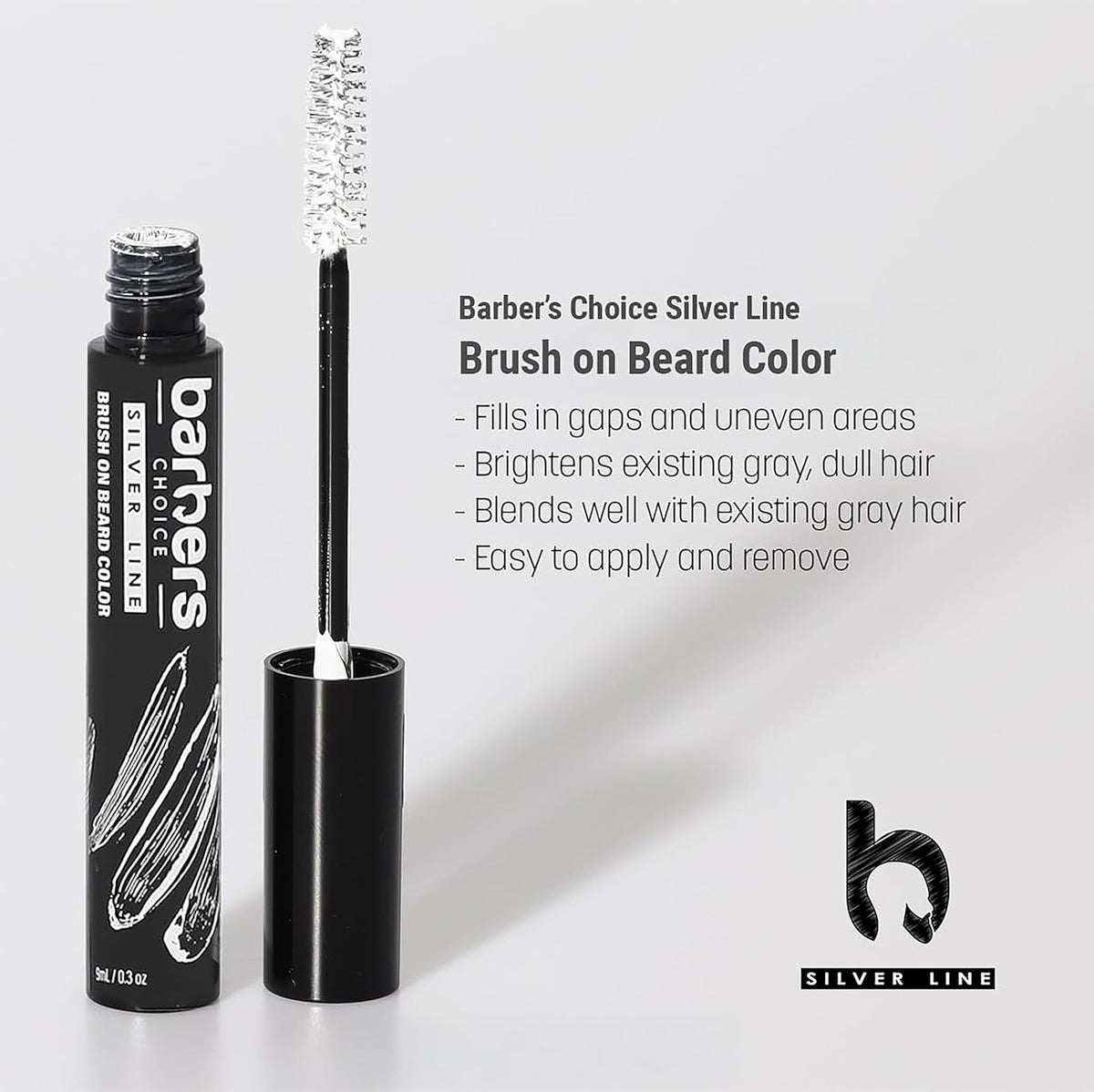Barbers Choice Silver Line, Facial Hair Brush on Temporary Color for Silver Fox Men- Instantly