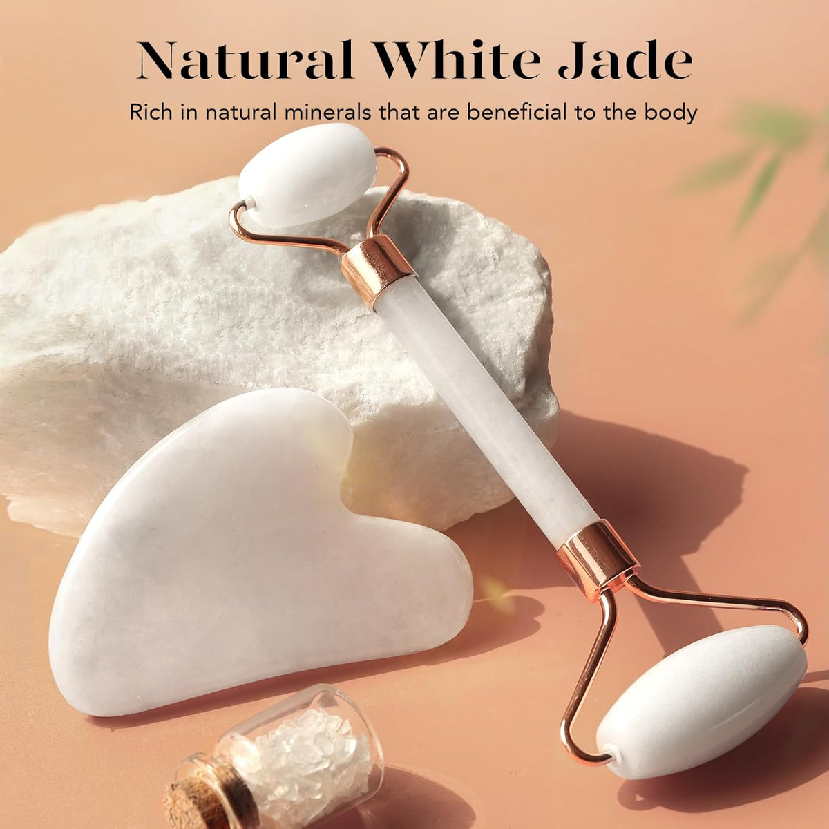 BAIMEI Jade Roller & Gua Sha Set Face Roller and Gua Sha Facial Tools for Skin Care Routine and