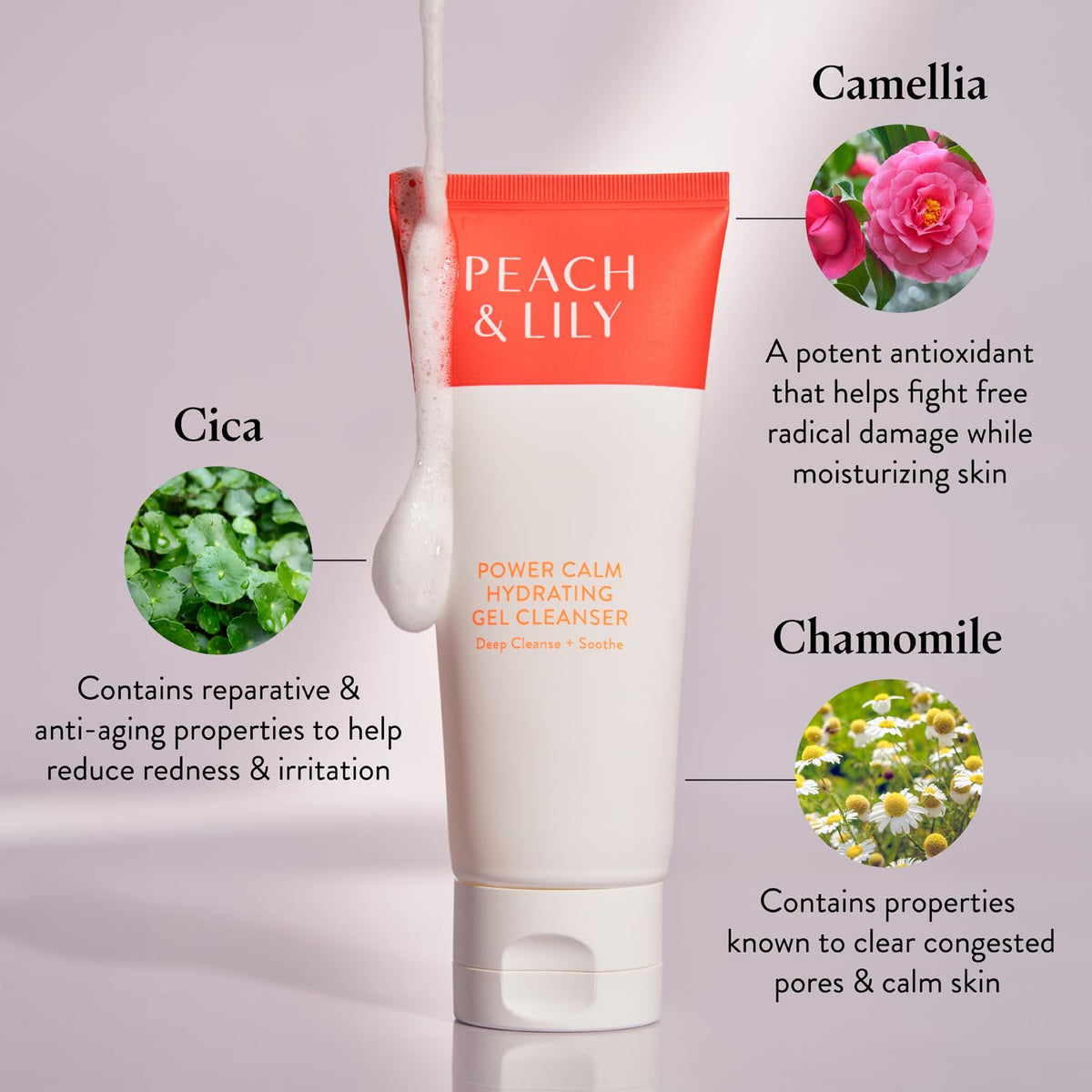 Peach & Lily - Power Calm Hydrating Gel Cleanser - Korean Skincare Face Wash - Dry, Normal, & Oily