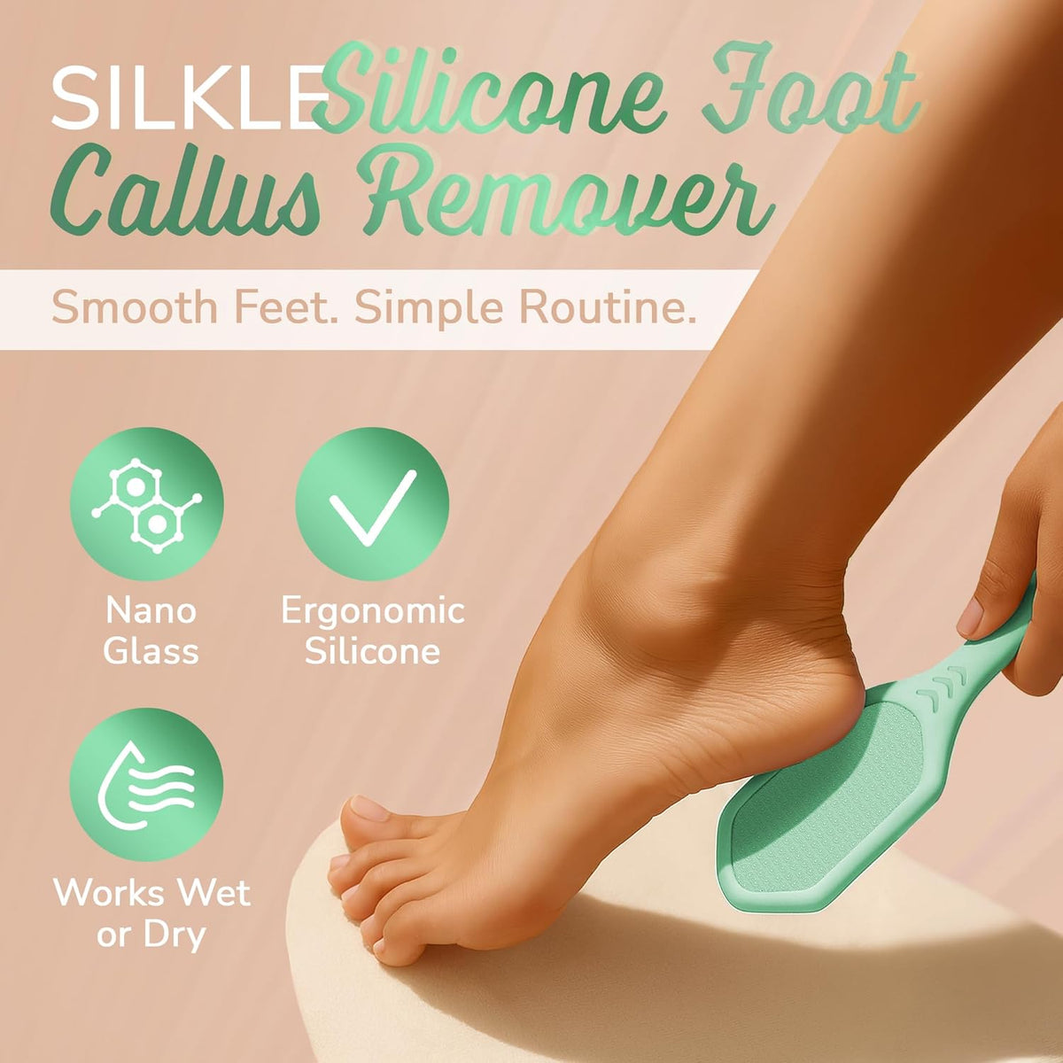 Silicone Foot Callus Remover - Nano Glass Foot File for Dead Skin and Cracked Heels - Callus