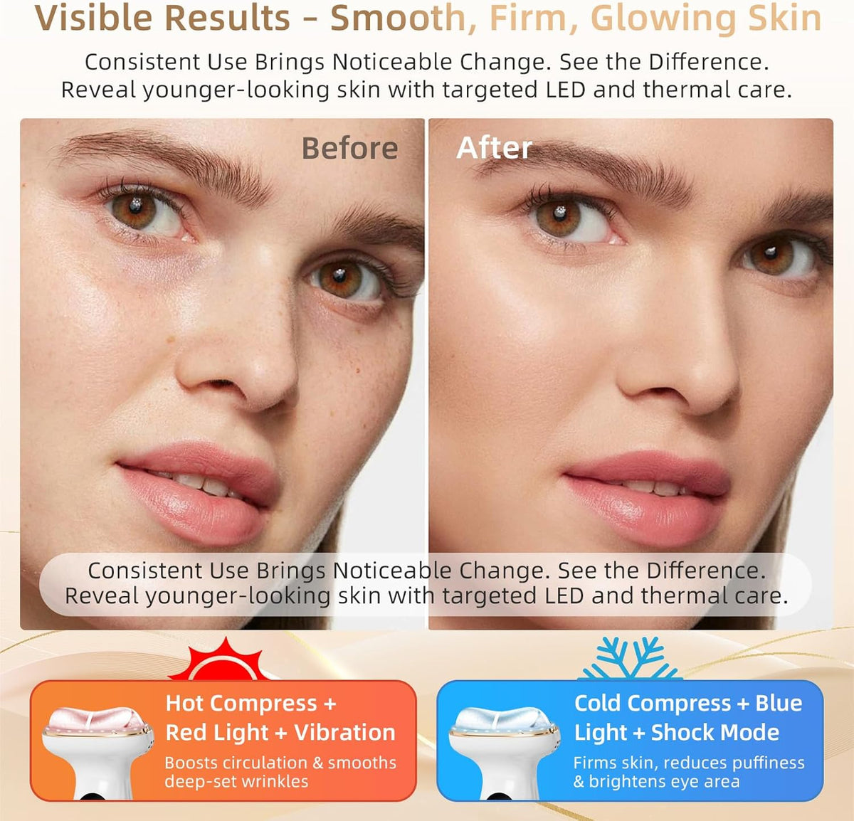 Cold Heat Facial Massager with Red Light Therapy, 7-in-1 LED Gua Sha Sculptor, Microcurrent