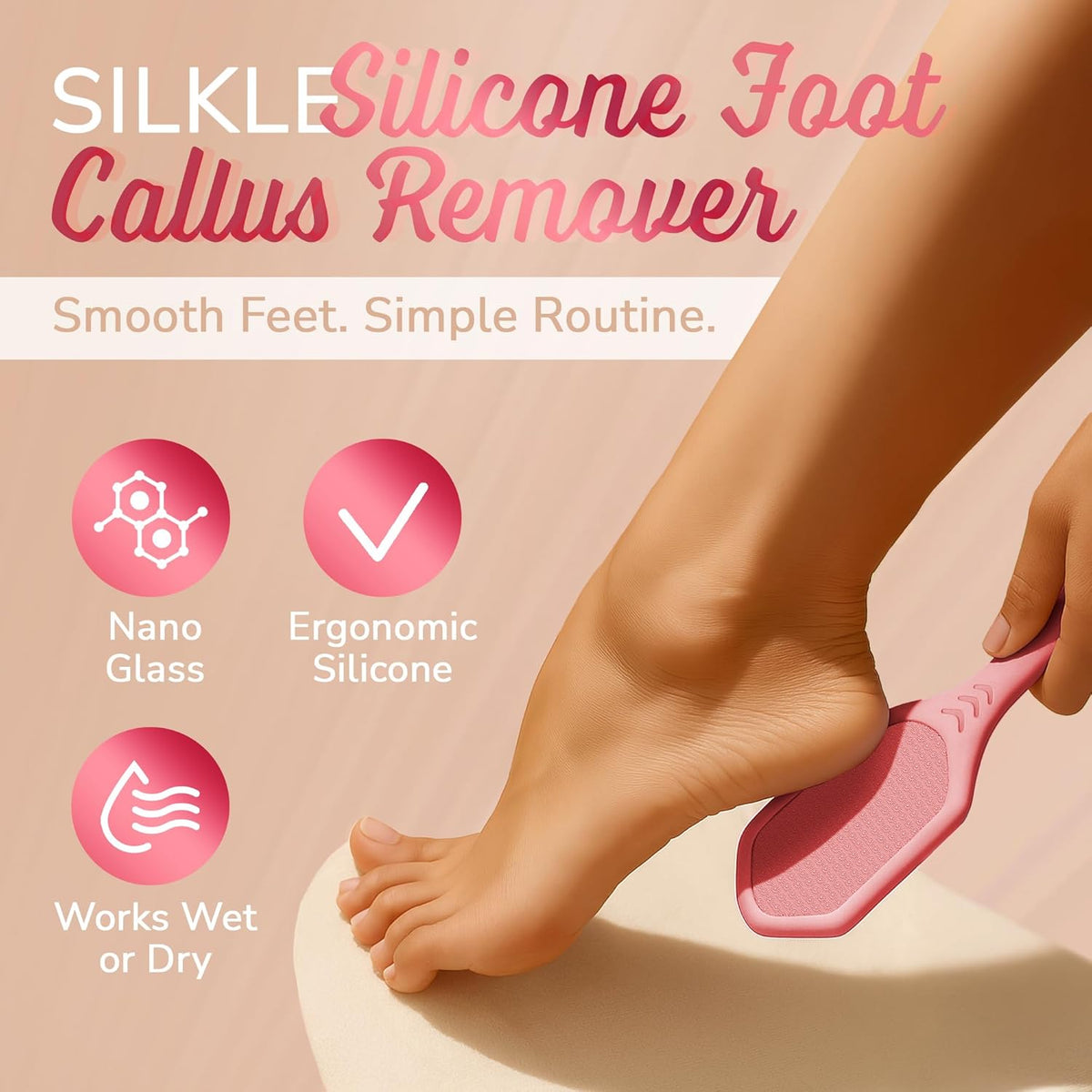 Silicone Foot Callus Remover - Nano Glass Foot File for Dead Skin and Cracked Heels - Callus