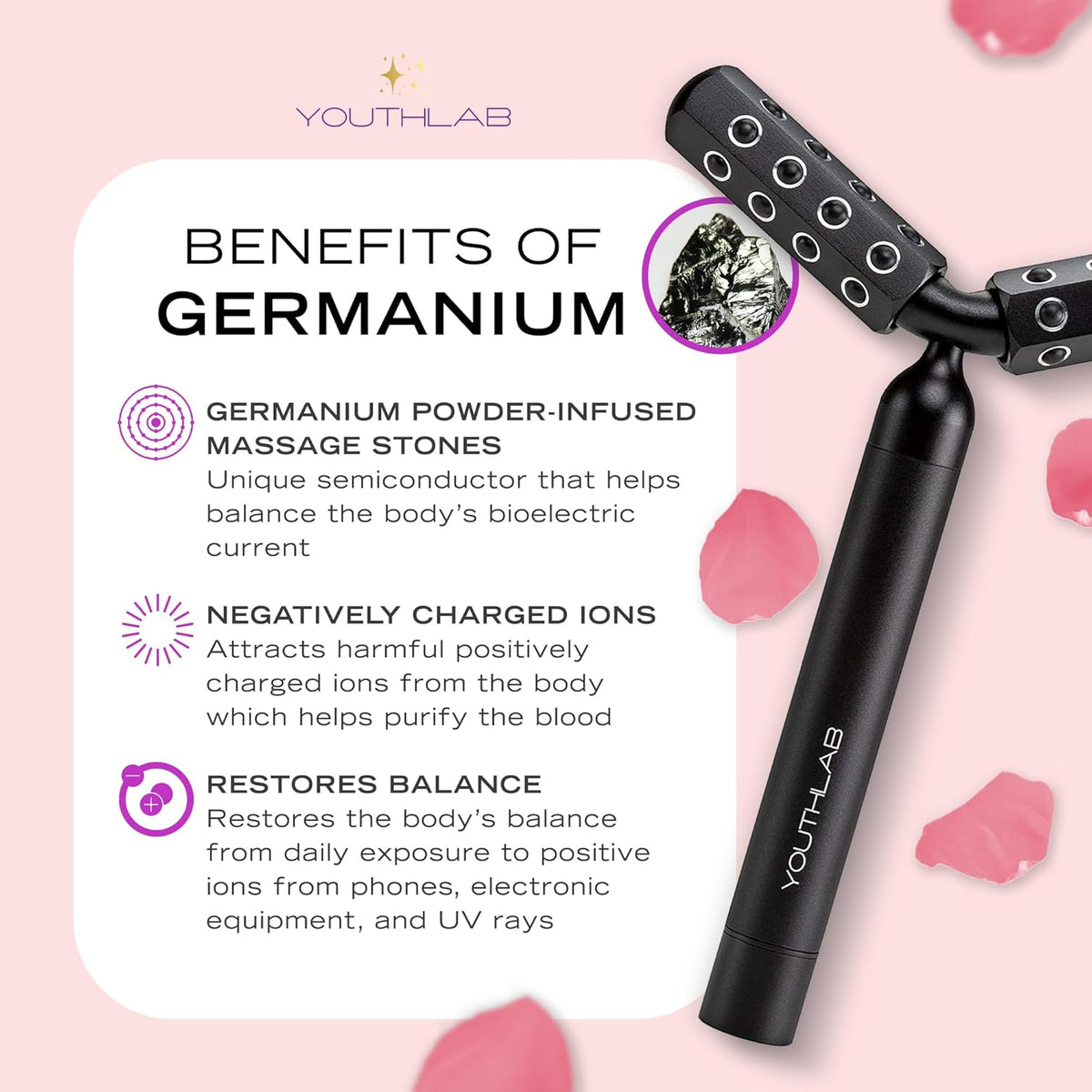 Revolution Roller - Germanium Stone Uplifting Face/Body Beauty Massage Tool/Roller/Wand for Skin