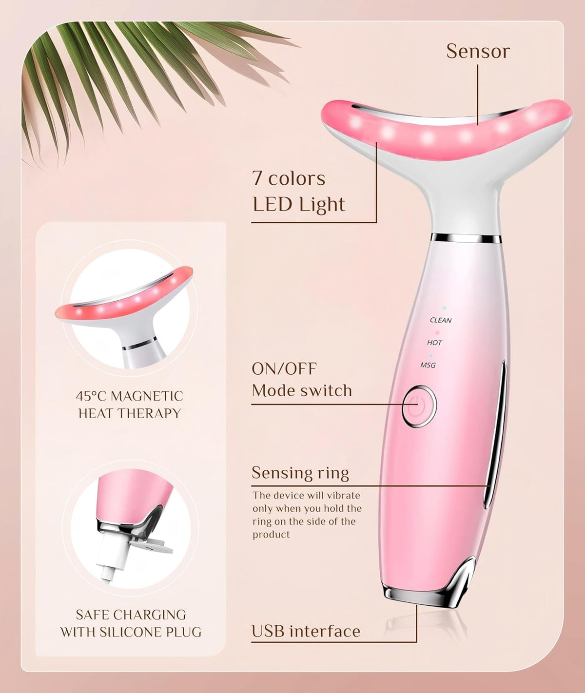7 Color Galvanic Machines - Red Light Therapy for Face and Neck, Face Massager Tool for Wrinkles
