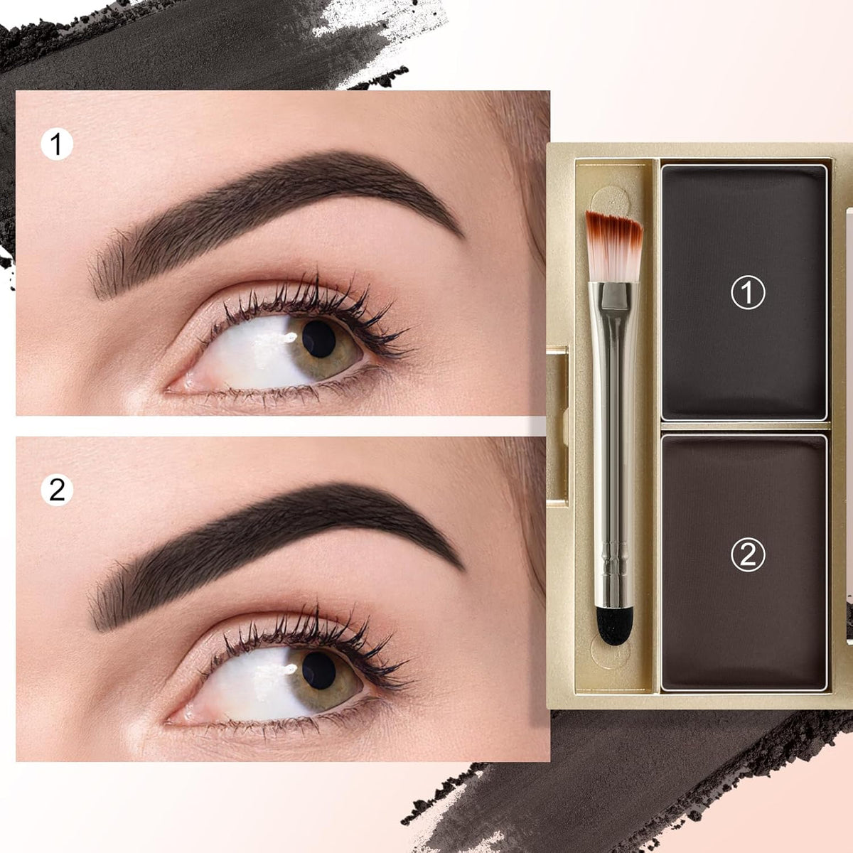 Boobeen Eyebrow Powder Kit, 2-color Waterproof Eyebrow Palette Makeup to Definer & Filler Brows