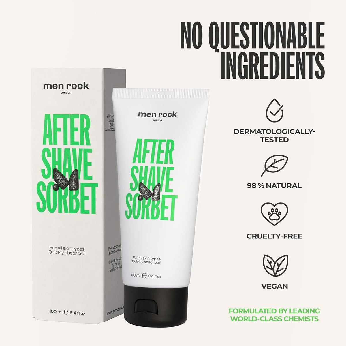 Men Rock After Shave Sorbet - Face Moisturizer - Soothing Aftershave for Men - Mens Skincare