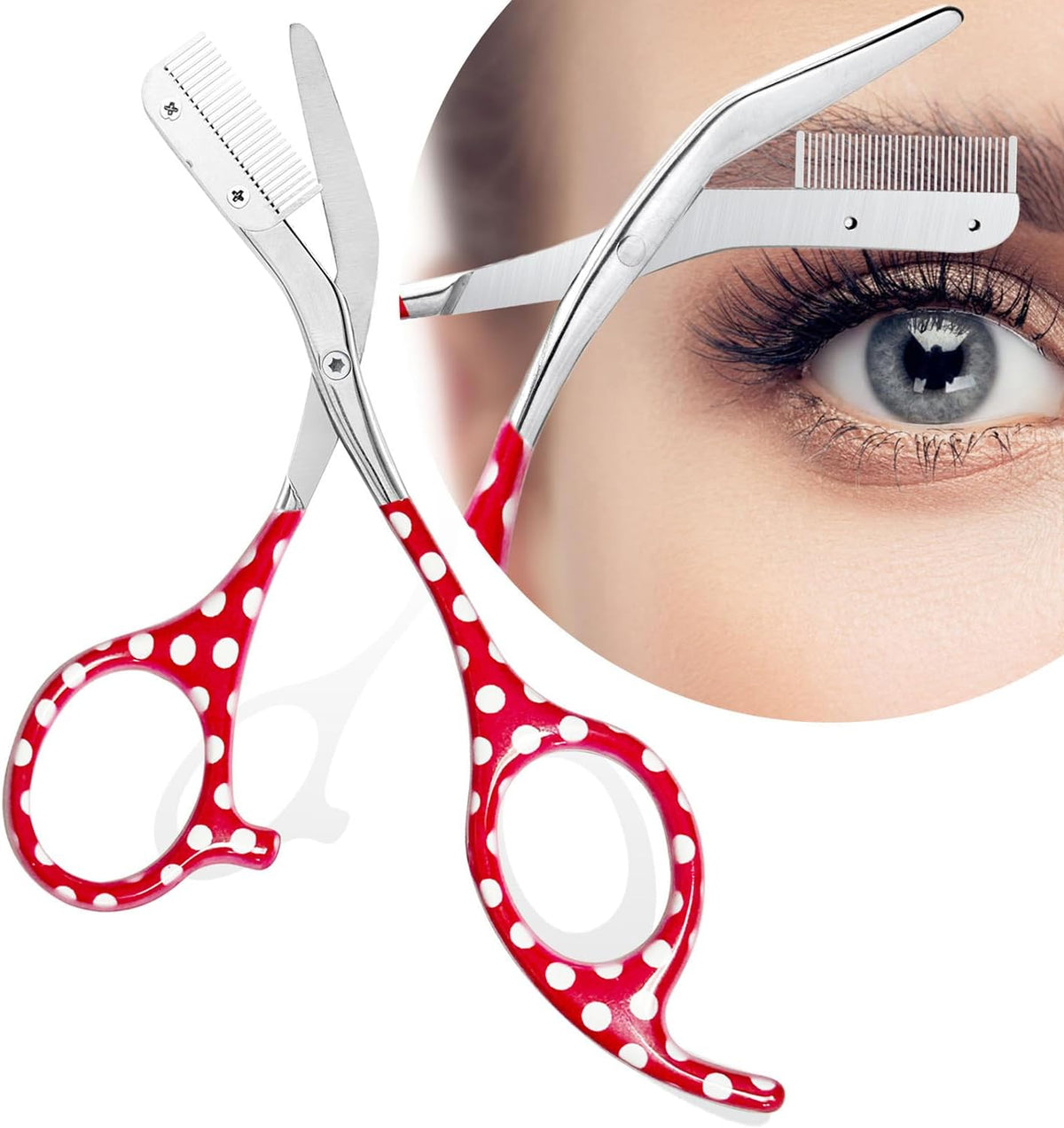 Eyebrow Trimmer With Comb, Stainless Steel Facial Grooming Scissors Kit, Professional Precision