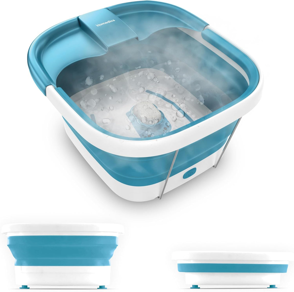 Homedics Smart Space Bubble Mate Collapsible Foot Spa, Heat-Maintaining, Bubble Massage with Pumice
