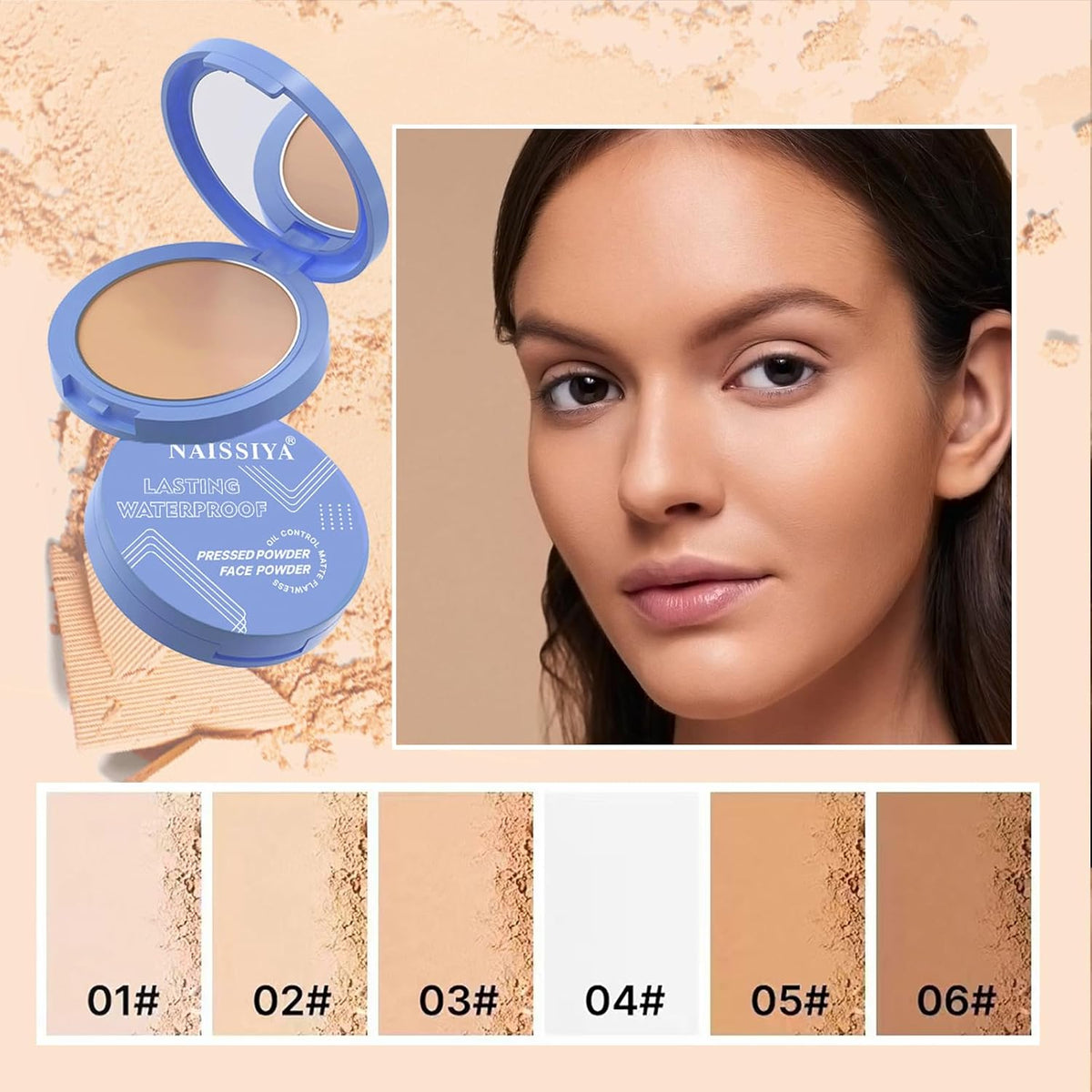 Oil Control Face Pressed Powder,Matte Smooth Flawless Setting Powder Makeup,Waterproof Long Lasting
