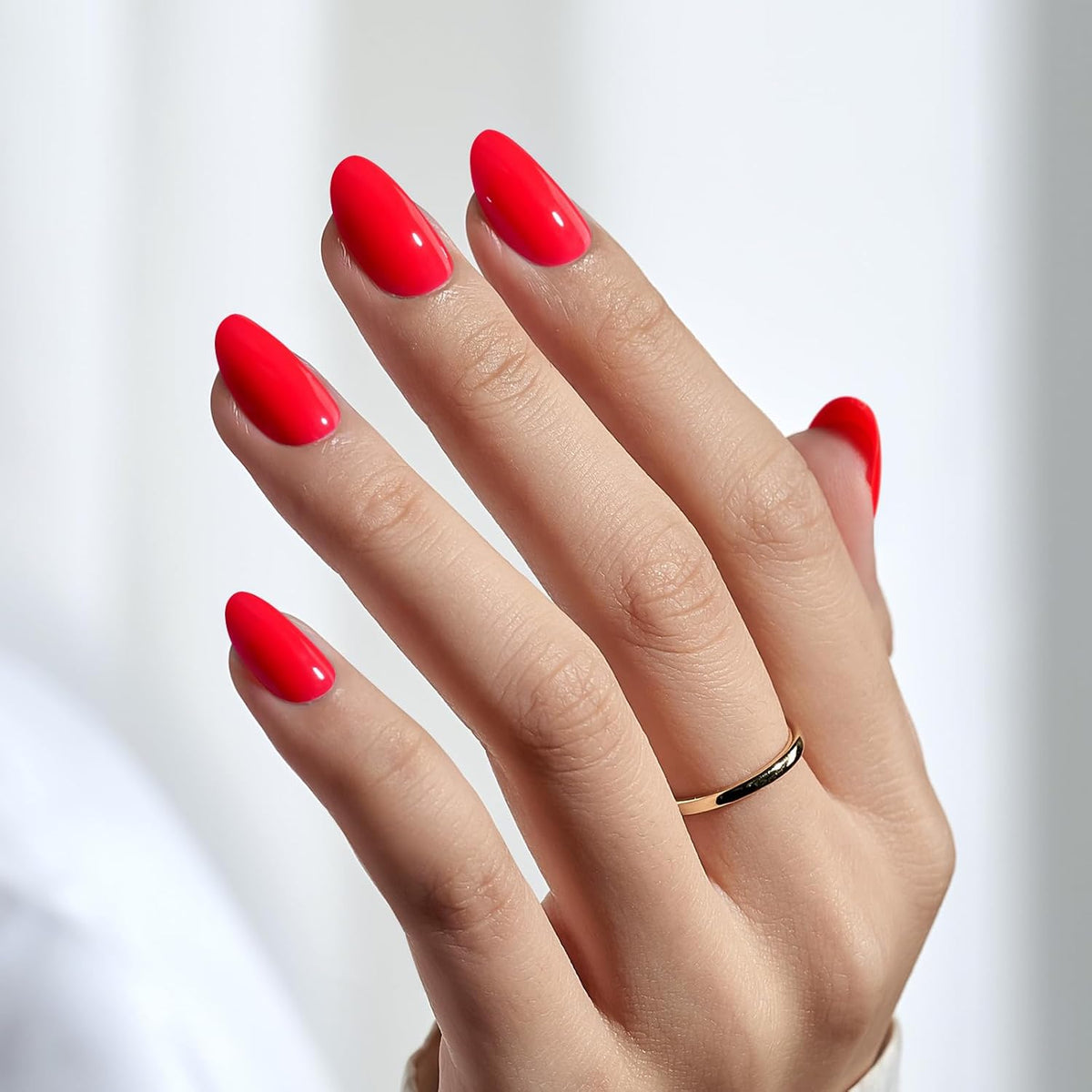 BTArtbox Press On Nails Short - Salmon Pink Press on Nails, Oval Fake Nails with Nail Glue