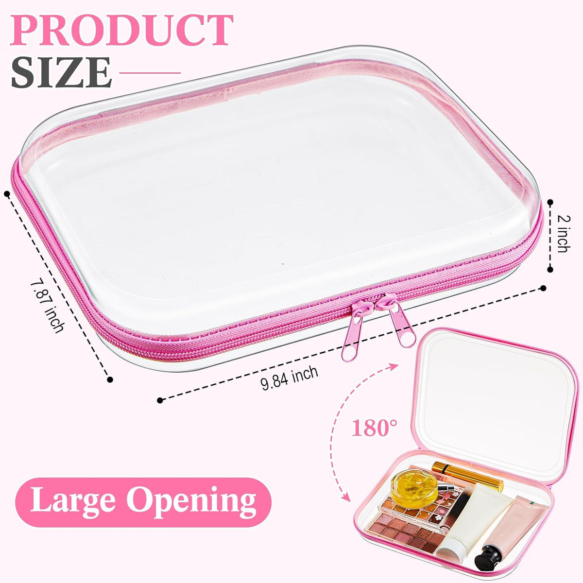 Hoolerry 3 Pcs Clear Hard Zipper Case Plastic Pouch Transparent Hard Case Clear Makeup Bag Portable