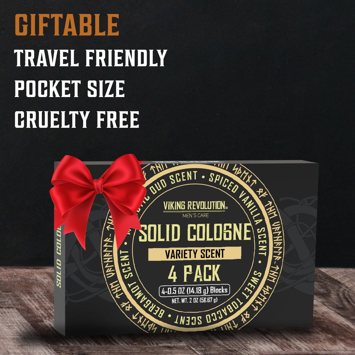 Viking Revolution 4 Pack Mens Colognes - 0.5 Oz Solid Perfume with Spiced Vanilla, Sweet Tobacco