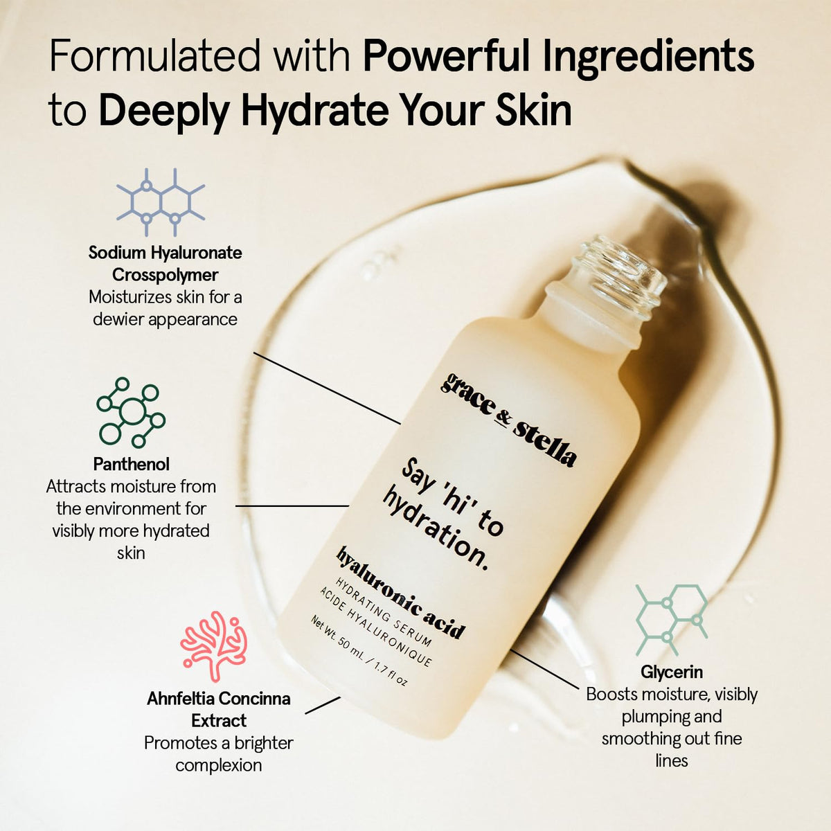 grace & stella Award Winning Hyaluronic Acid Serum (30ml/1 fl oz) Hydrating Hyaluronic Acid Serum