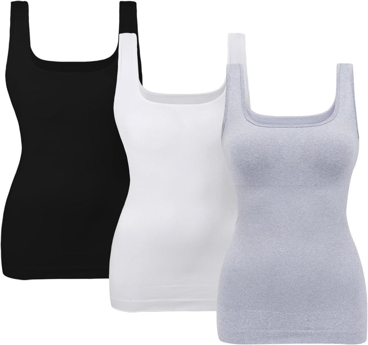 EUYZOU Women's Tummy Control Shapewear Tank Tops Seamless Square Neck Compression Tops Slimming