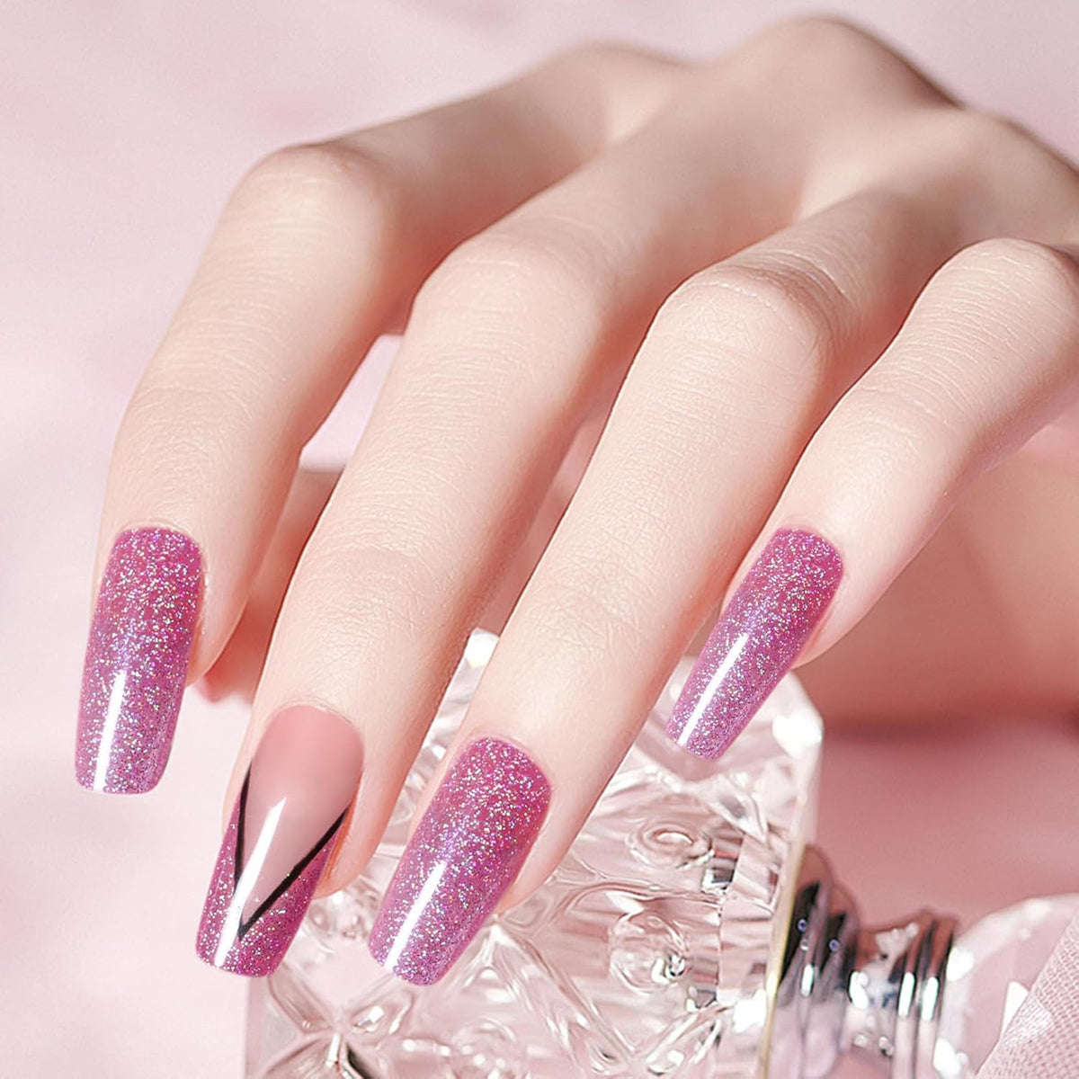 Major Dijit Quick Dry Nail Polish Glitter VioletRed Summer Nail Lacquer for Nail Art Regular Nail