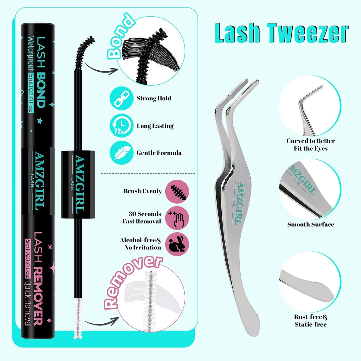 Lash Extension Kit 200PCS Lash Clusters Mix Eyelash Extension Kit with Waterproof Lash Bond and