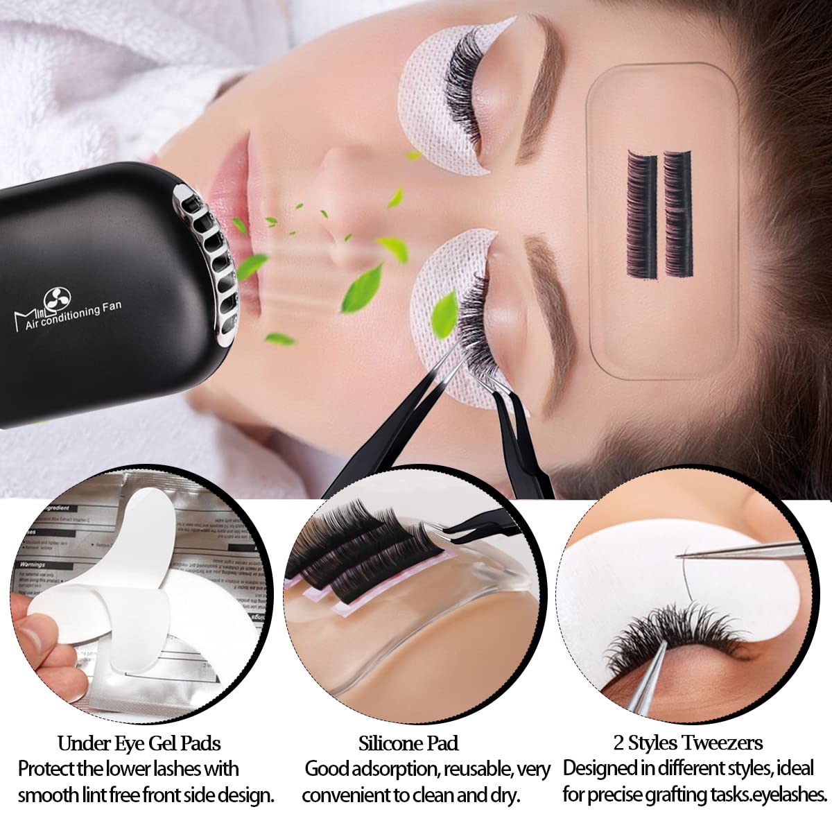 Lash Extension Kit for Beginners Lash Mannequin Head with Replaced Eyelids False Eyelashes Practice