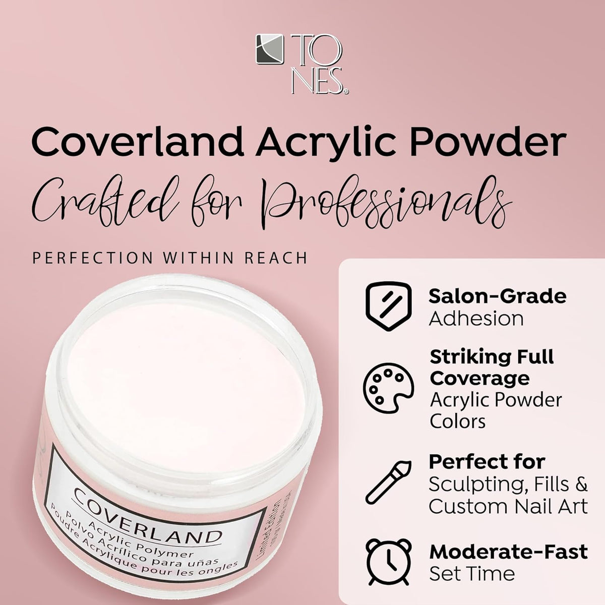 TONES Coverland Acrylic Powder | Perfect White | 3.5Oz | Limited Edition | Professional Nail