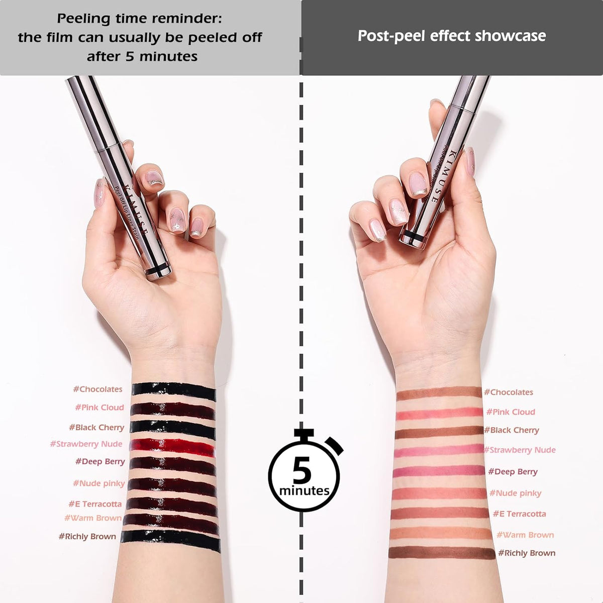 KIMUSE Peel Off Lip Liner Stain, Long Lasting Lip Tint Stain Peel Off, Waterproof, Transfer-Proof