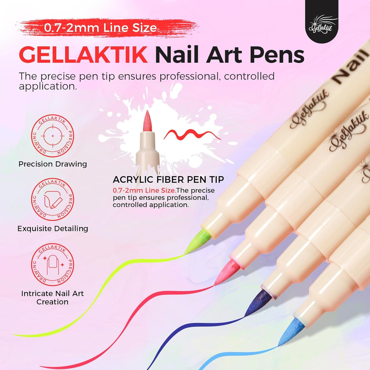 18 Colors Nail Art Pens Set, 3D Nail Polish Pens Quick-Drying Acrylic Paint Markers, Dotting Liner