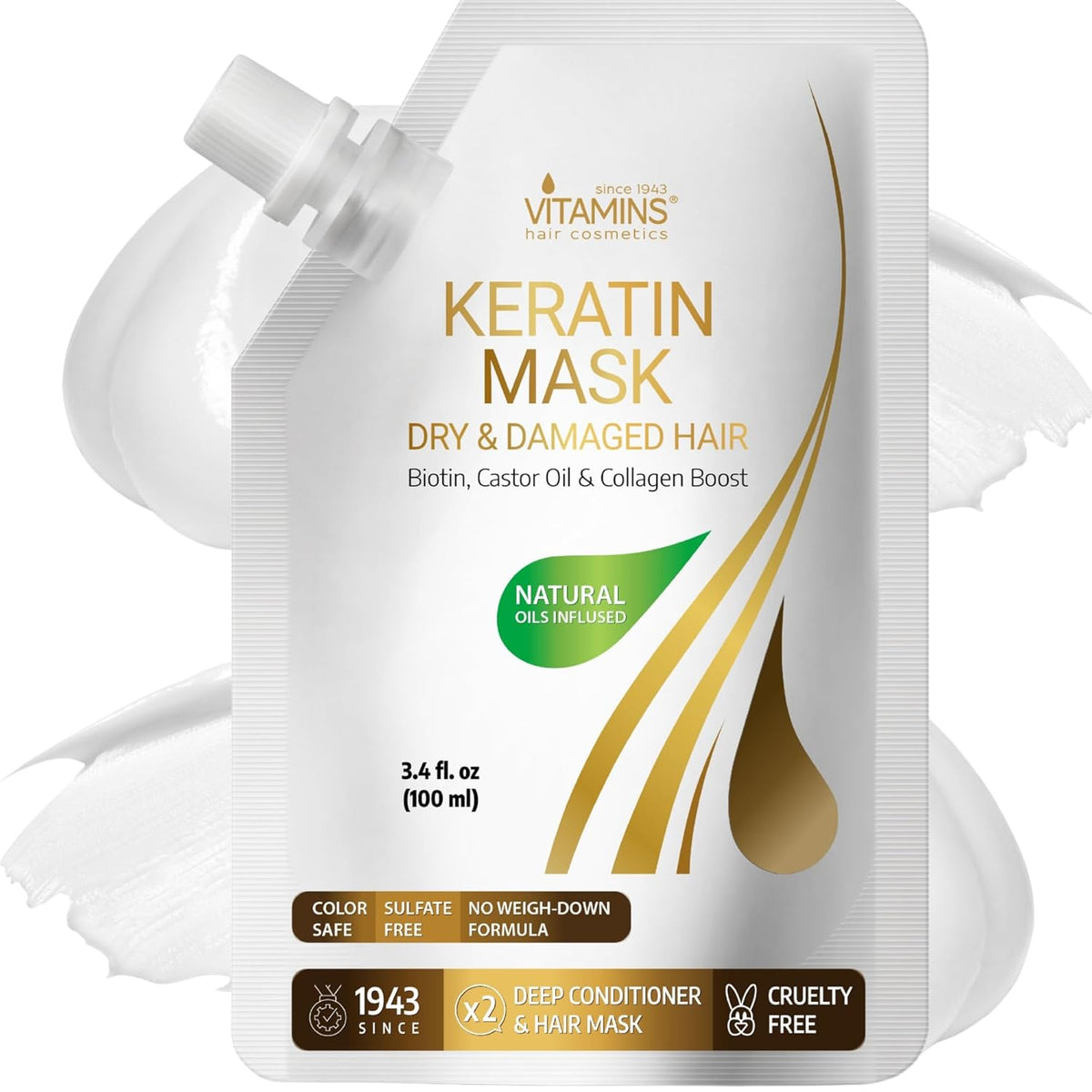 VITAMINS hair cosmetics Keratin Hair Mask - Protein Repair Keratin Treatment - Deep Conditioner for