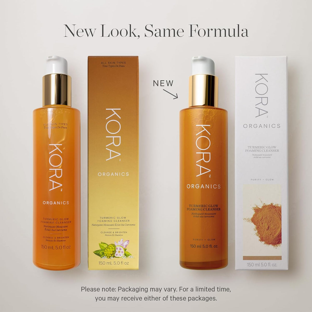 KORA Organics Turmeric Glow Foaming Cleanser, Cleanse & Nourish, Certified Organic, Cruelty Free
