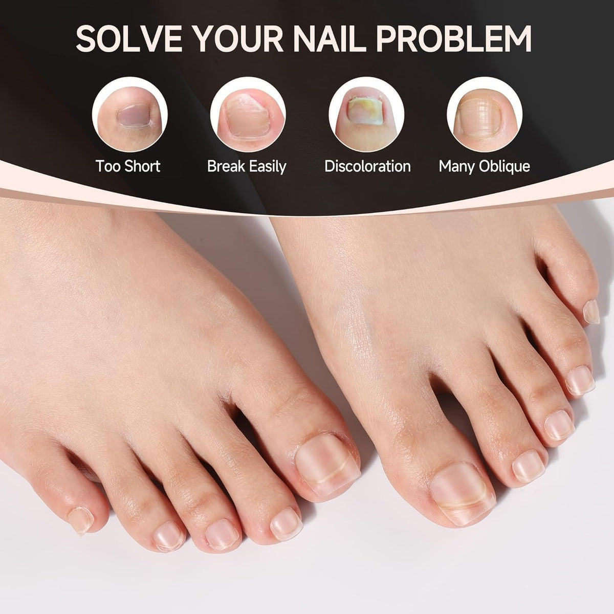 UNA GELLA Toe Nail Tips 504Pcs - Full Cover Matte Squavol Toe Nails Soft Gel Pre-file Gel Toe Nail