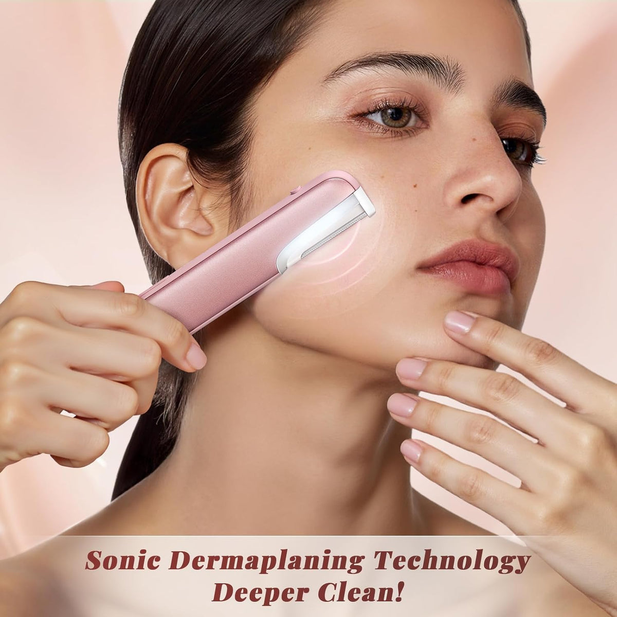 Dermaplaning Tool for Women Pink - Facial Exfoliation & Peach Fuzz Hair Removal with Rechargeable