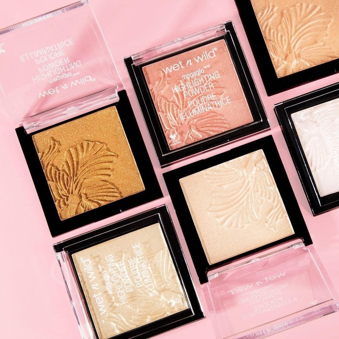 wet n wild MegaGlo Highlighting Powder, Highlighter Makeup, Shimmer Glow, Pink Rose Gold Blossom