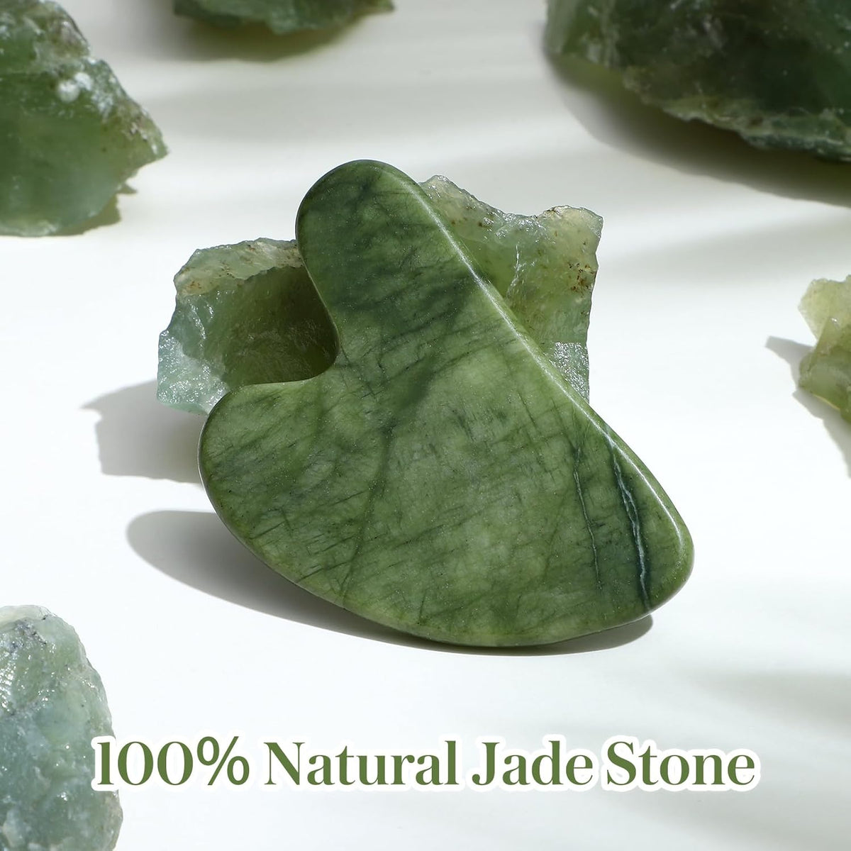 rosenice Gua Sha Scraping Massage Tool Natural Jade Guasha Board for Therapy Trigger Point