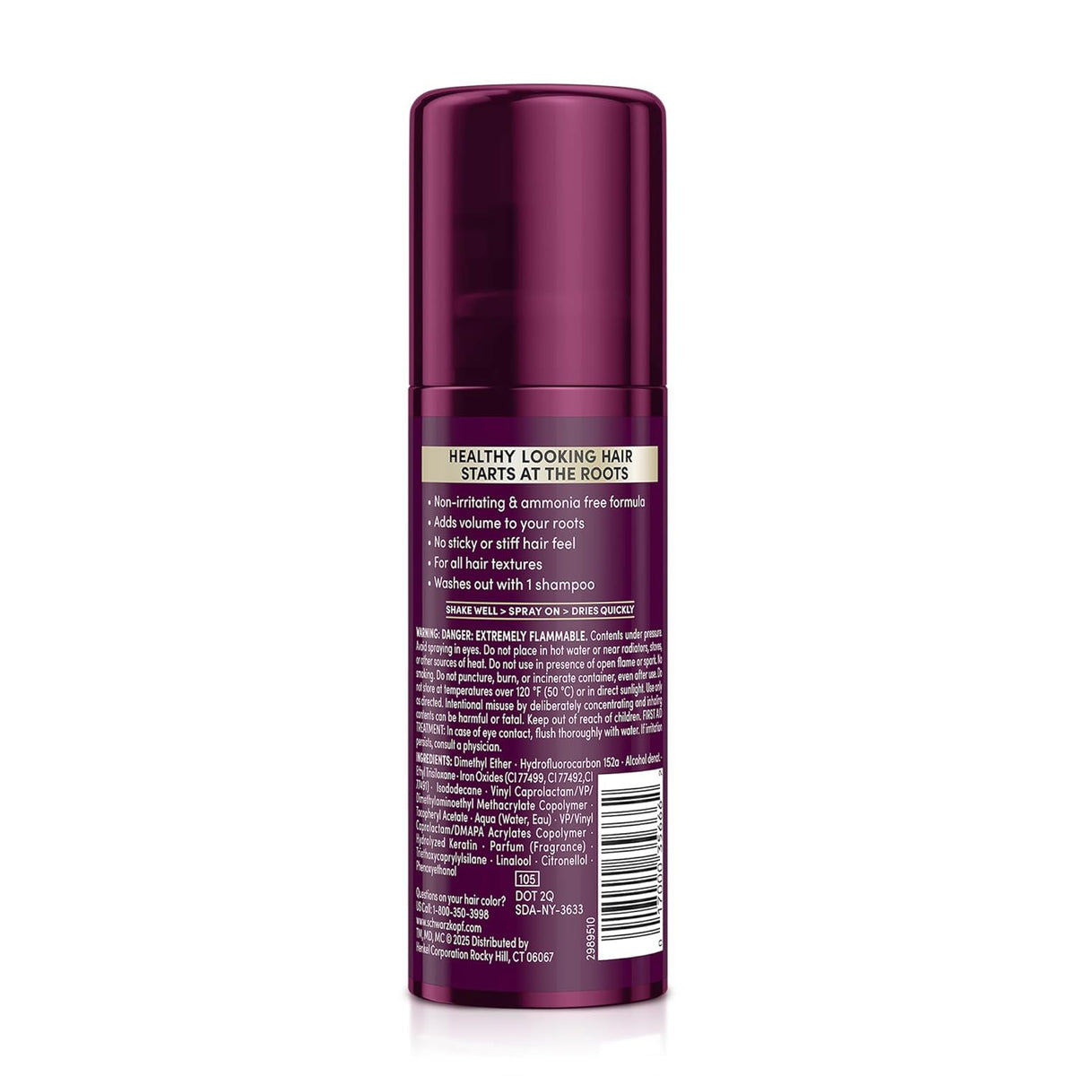 Schwarzkopf Keratin Color Root Temporary Hair Color Spray, Light Brown - Salon Inspired Temporary