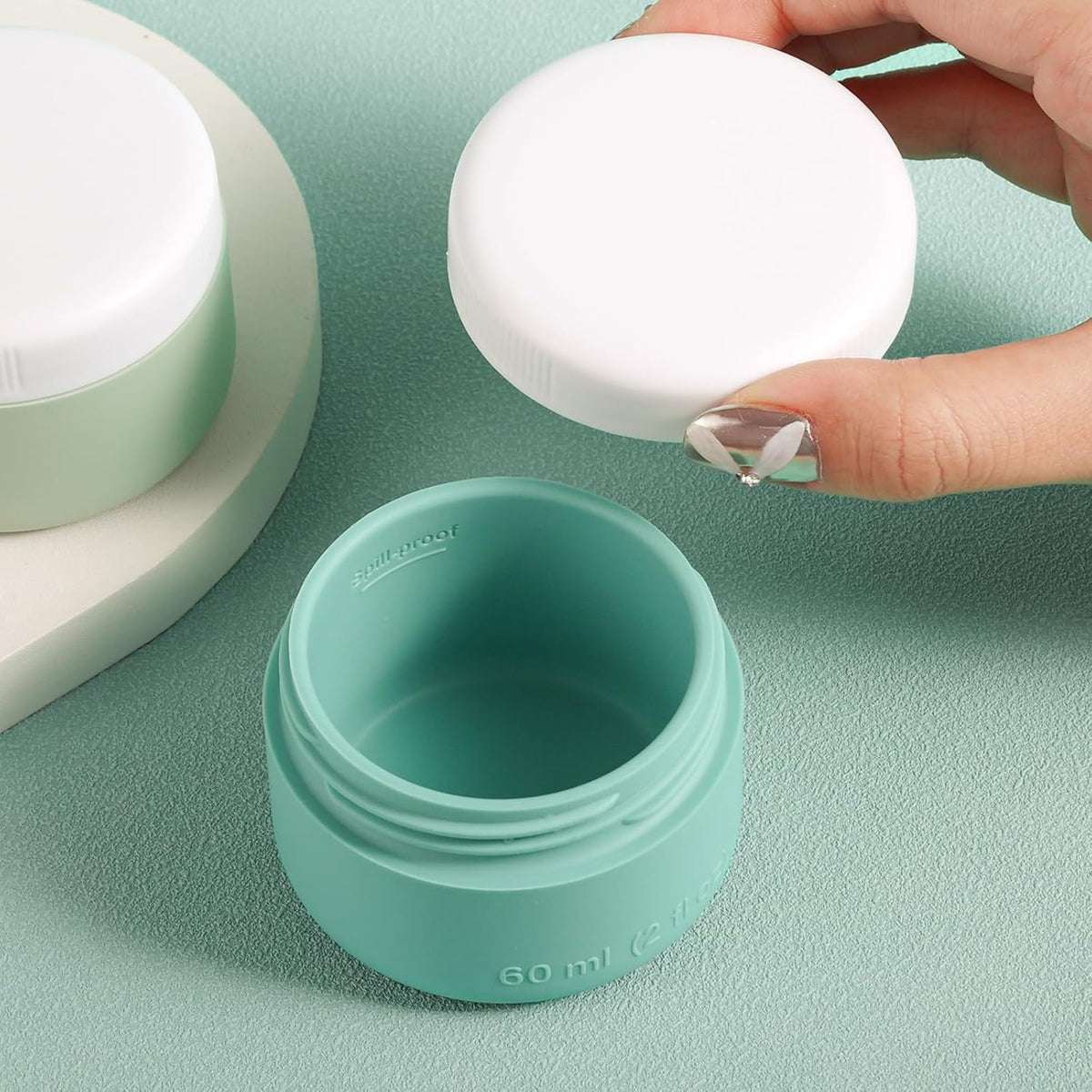 Travel Containers for Toiletries, Silicone Cream Jars BPA-Free, Leak-proof 2oz Travel Size
