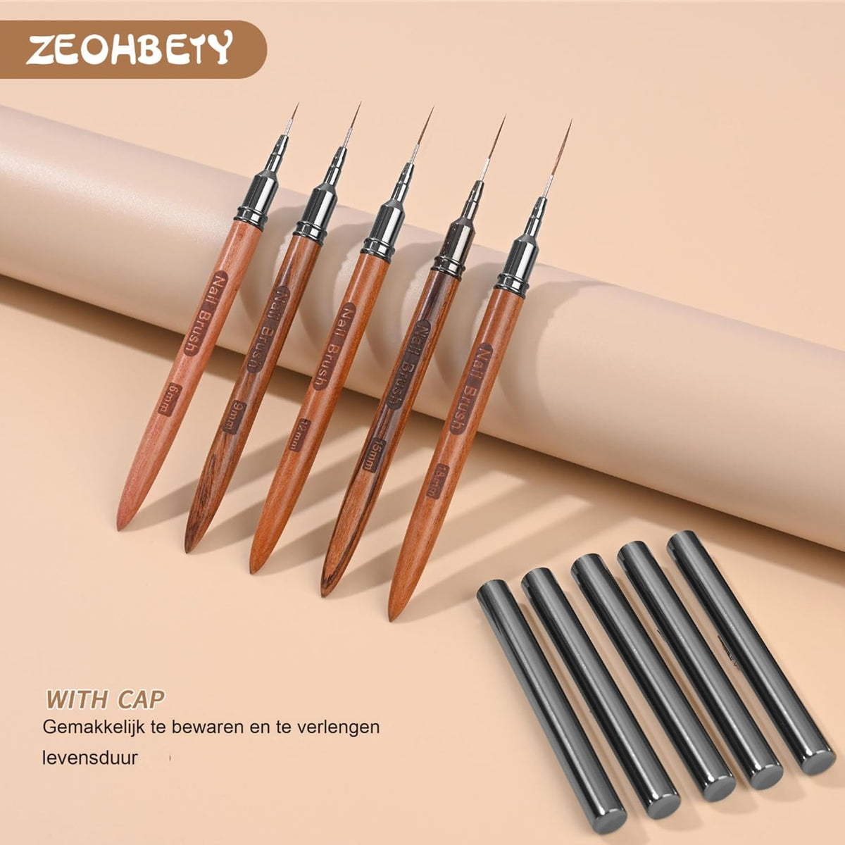 Wooden Nail Art Brushes, 5Pcs Nail Art Liner Brushes, Painting Art Design Brush Set Nail Dotting